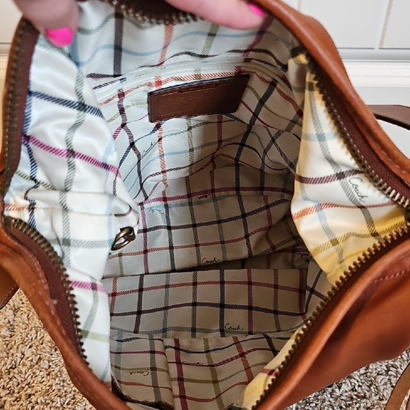 Coach 2007 XL 11423 Bleecker Tattersall Leather Duffle Cognac - Picture 11 of 14